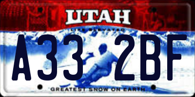 UT license plate A332BF