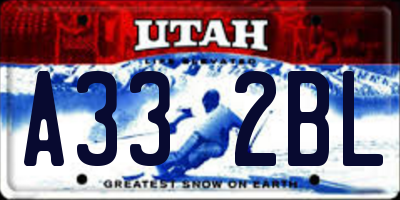 UT license plate A332BL
