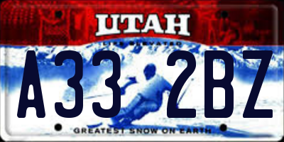 UT license plate A332BZ