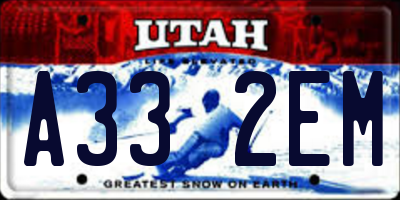 UT license plate A332EM