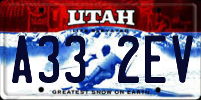 UT license plate A332EV