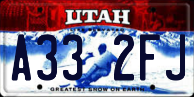 UT license plate A332FJ