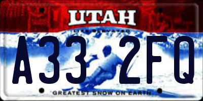 UT license plate A332FQ