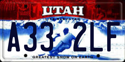 UT license plate A332LF
