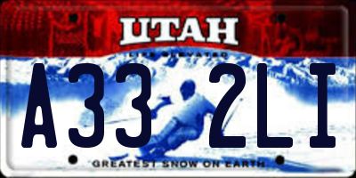 UT license plate A332LI