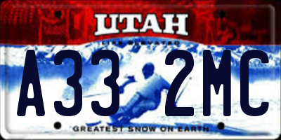 UT license plate A332MC