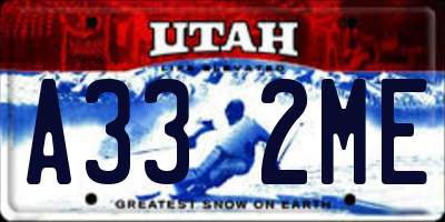 UT license plate A332ME