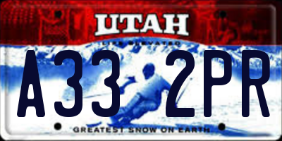 UT license plate A332PR