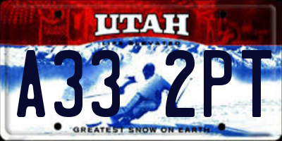 UT license plate A332PT