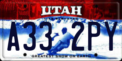 UT license plate A332PY