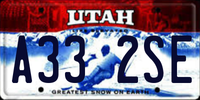 UT license plate A332SE