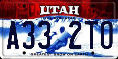 UT license plate A332TO