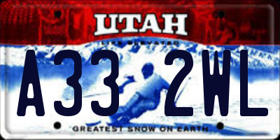 UT license plate A332WL