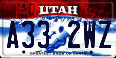 UT license plate A332WZ