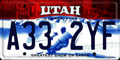 UT license plate A332YF