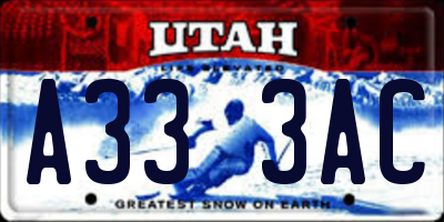 UT license plate A333AC