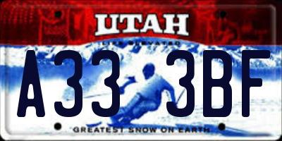 UT license plate A333BF
