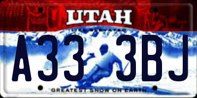 UT license plate A333BJ