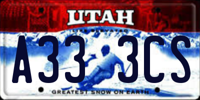 UT license plate A333CS