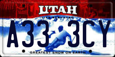 UT license plate A333CY