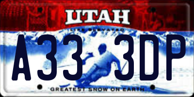 UT license plate A333DP