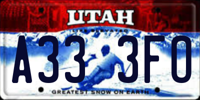 UT license plate A333FO