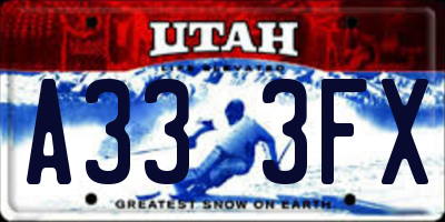 UT license plate A333FX