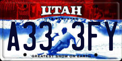 UT license plate A333FY