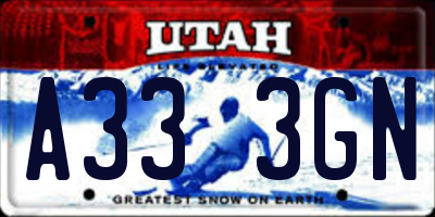 UT license plate A333GN