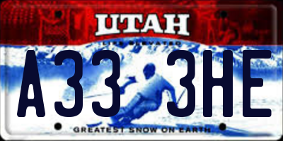 UT license plate A333HE