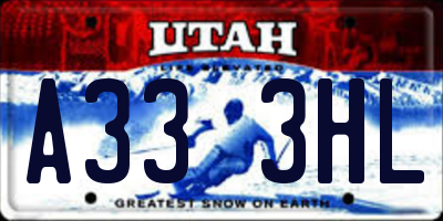 UT license plate A333HL