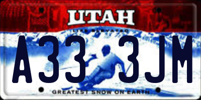 UT license plate A333JM