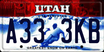 UT license plate A333KB