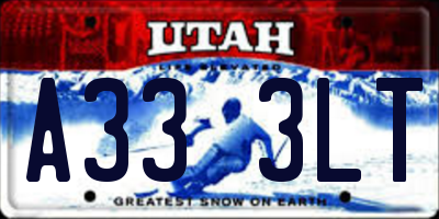 UT license plate A333LT