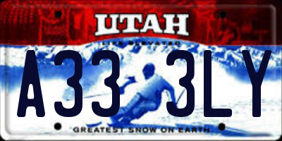 UT license plate A333LY