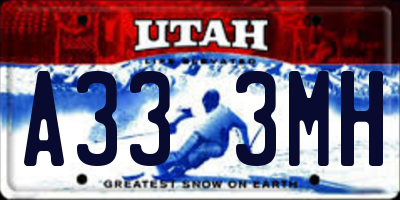 UT license plate A333MH
