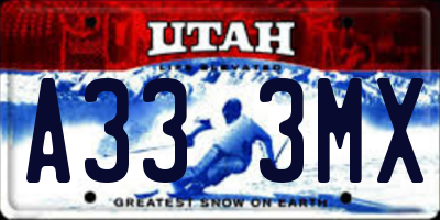 UT license plate A333MX