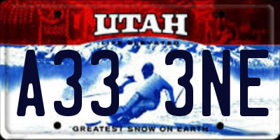 UT license plate A333NE