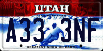 UT license plate A333NF