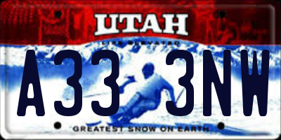 UT license plate A333NW