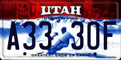 UT license plate A333OF