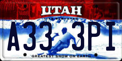 UT license plate A333PI