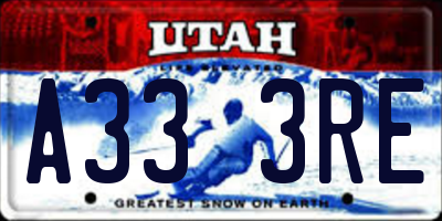 UT license plate A333RE