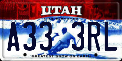 UT license plate A333RL