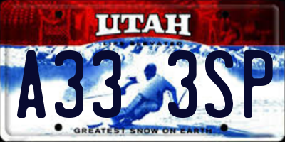 UT license plate A333SP