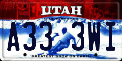 UT license plate A333WI