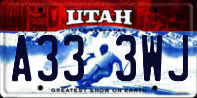 UT license plate A333WJ