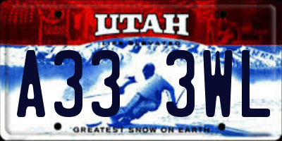 UT license plate A333WL