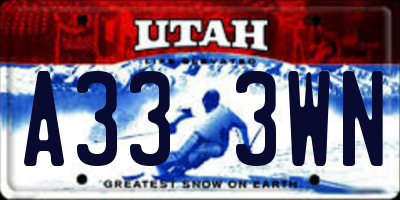 UT license plate A333WN