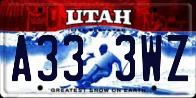 UT license plate A333WZ